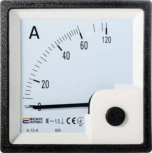 Амперметр АСКО-УКРЕМ прямого включения А-72-6 72x72 мм 60 А AC (A0190010062)