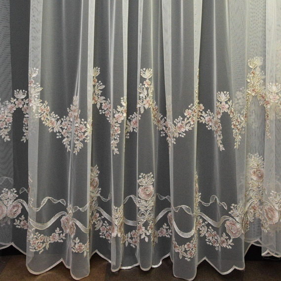 Тюль фатин IDEIA Доменика V-2 3,0 м c вышивкой Молочный (2200004012469)