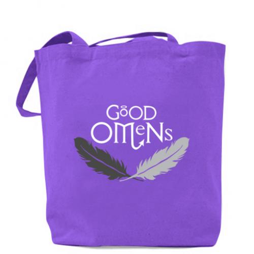 Шопер Good Omens logo 41х37 см Фиолетовый (15498773-15-192231)