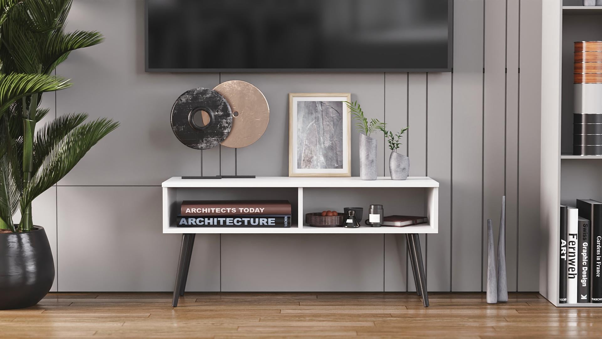 Тумба под телевизор Ferrum-decor Невада металл/ДСП 16 мм 45x100x38 см Черный/Белый (FRD-106725)