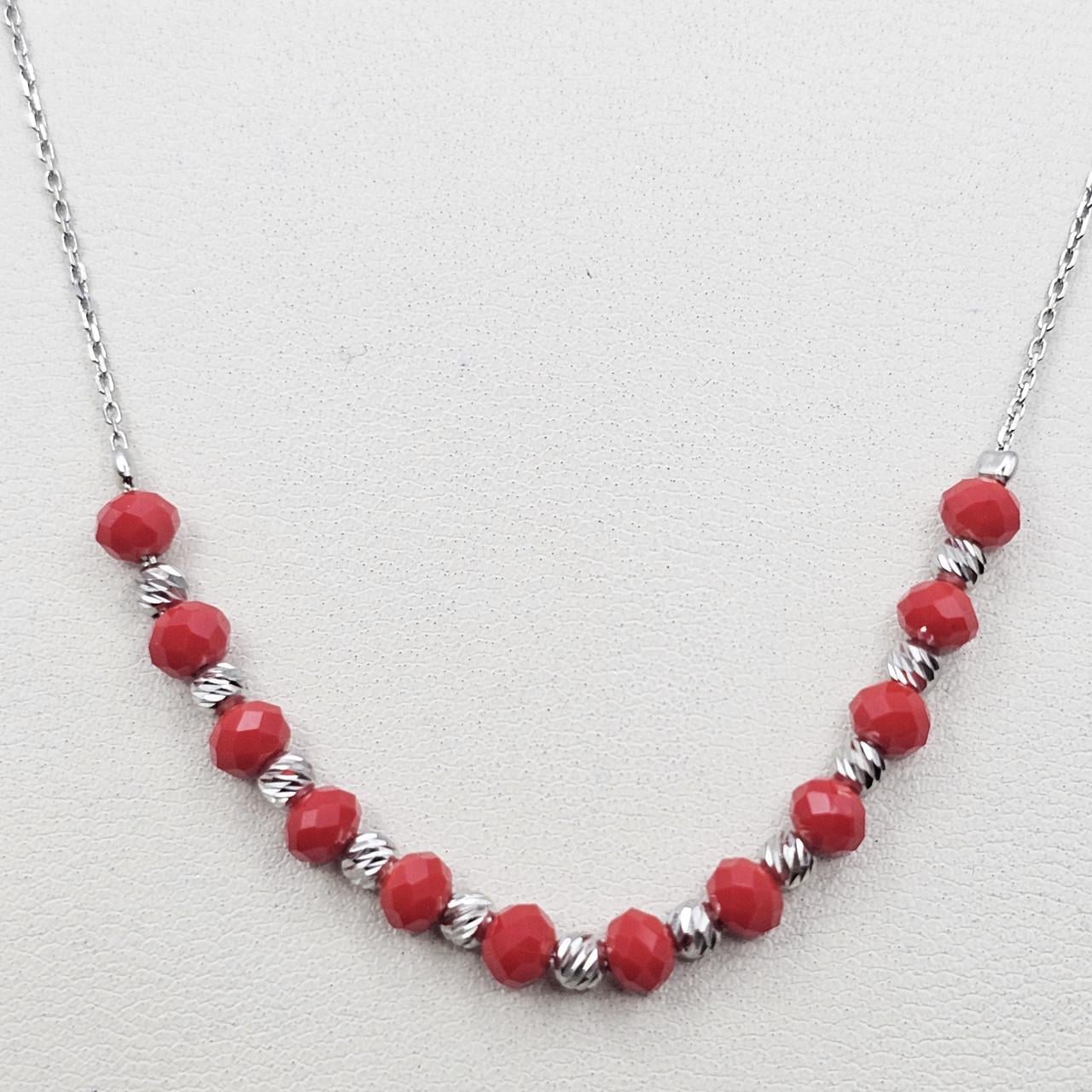 Колье серебряное с кораллом 40+5 см 2,89 г (2983999542)