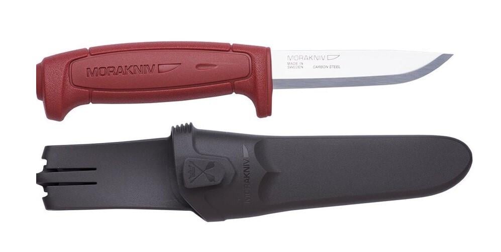 Нож туристический Morakniv Basic с чехлом drop-point 59-60 HRC углеродистая сталь 91 мм Бордовый (2359470602)