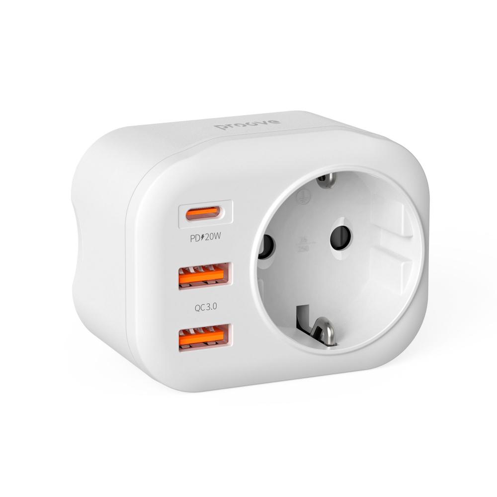 Розетка многофункциональная Proove Multifunctional Socket PD-01 EU 1AC Type-C 20W+2 USB Белый (44889 white) - фото 3