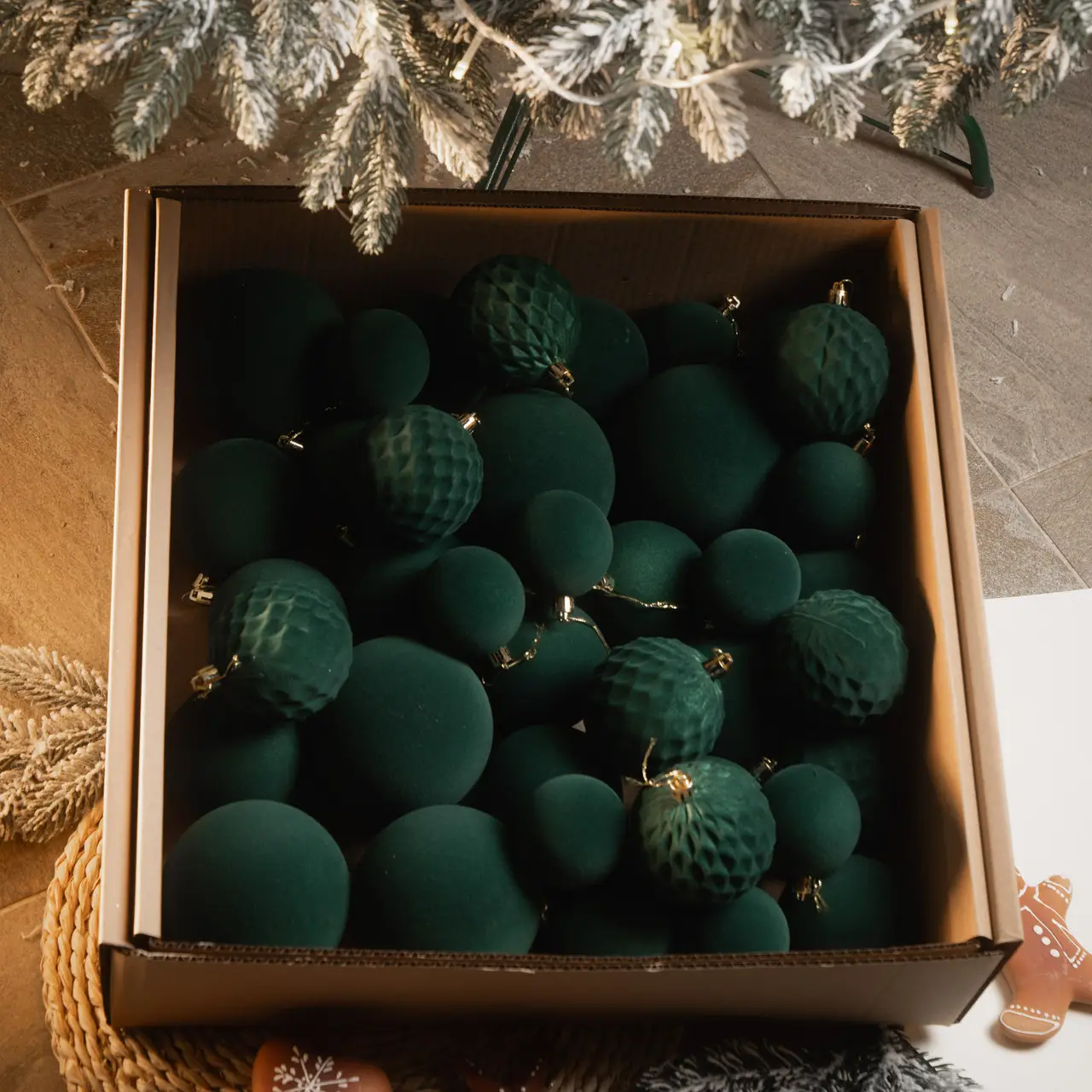 Набір куль новорічних Оксамит 40 шт. Смарагдовий (Оксамит смарагд.) - фото 4