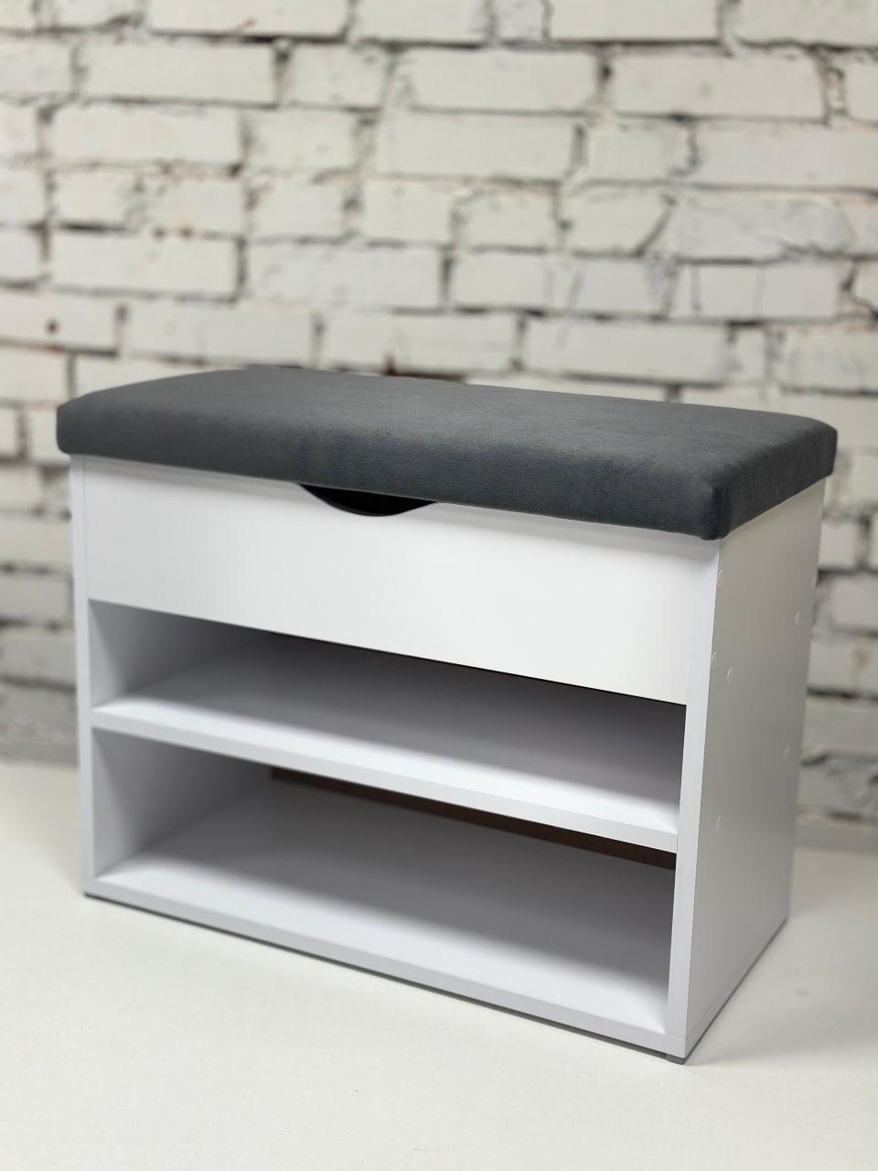 Тумба для обуви ДСП/ткань 30х50х45 см Белый/Графитовый - фото 1