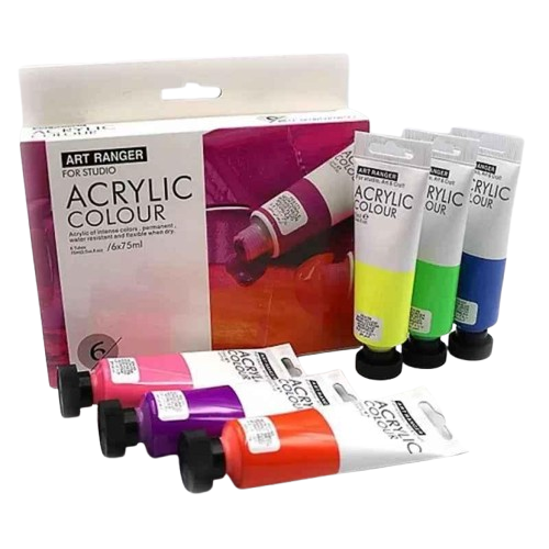 Акриловые краски для рисования Rangers Art пастель в тюбиках 6 цветов по 75 мл Неоновый (1745903935)