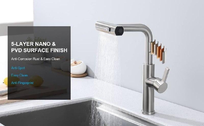 Смеситель для умывальника Epelli Multimodale satino с вытяжной воронкой (2226689005) - фото 4