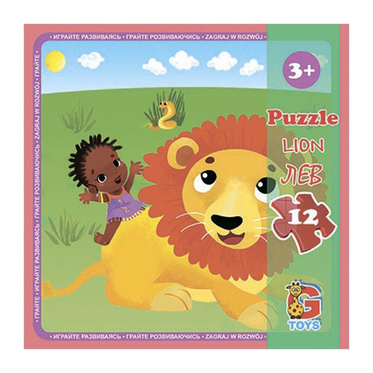 Пазл Зоопарк Лев 12 элементов 21х20 см