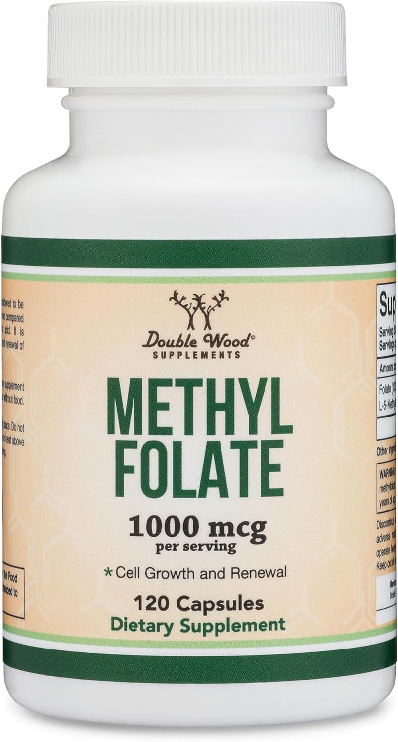 Метилфолат Double Wood Supplements Methylfolate 1000 mcg 5-MTHF 1700 DFE 120 капсул