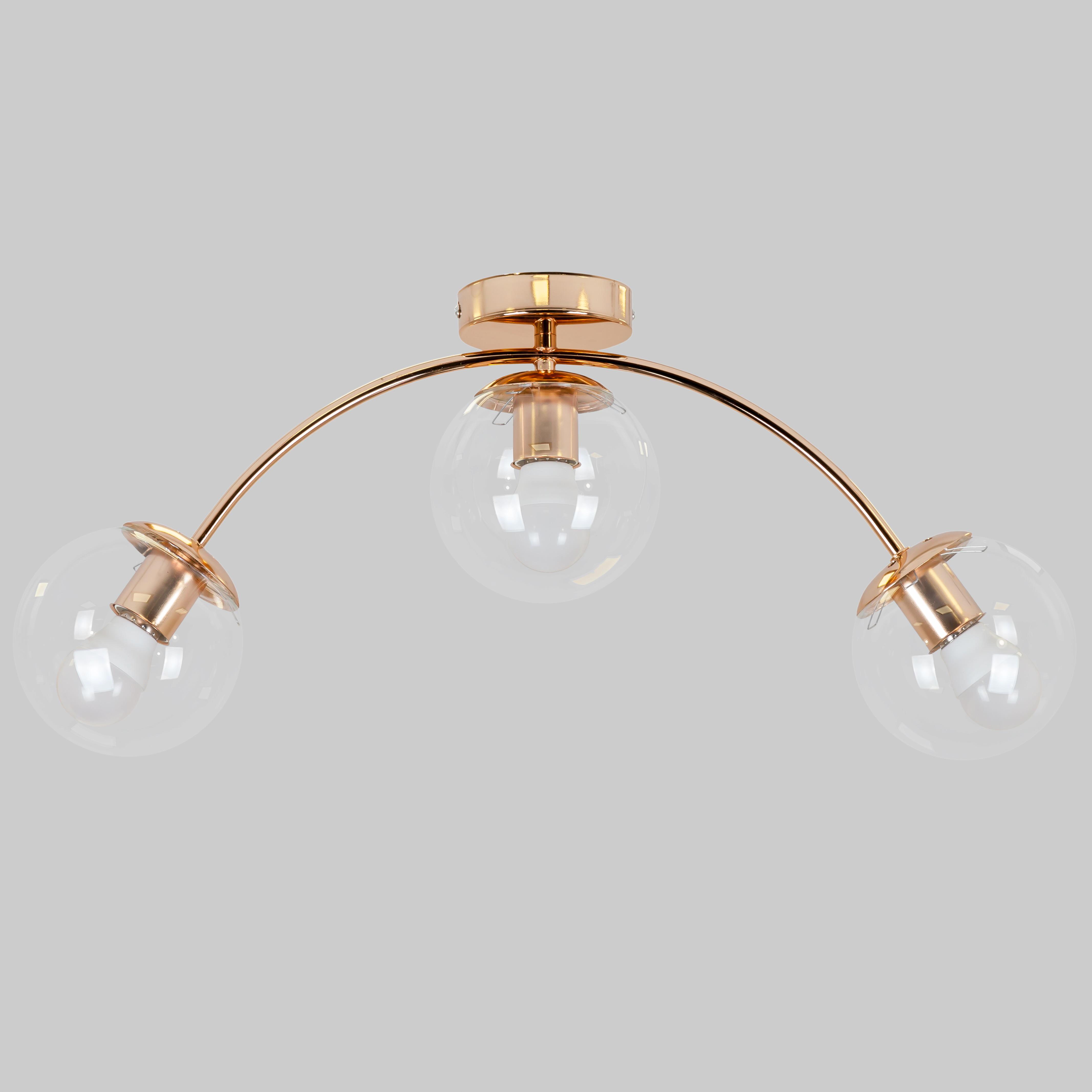 Люстра стельова з 3 плафонами-кулями (52-9907-3 GOLD+CL) - фото 1