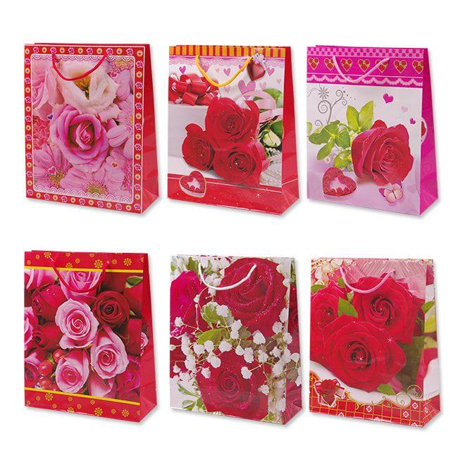 Пакет подарочный Flora микс 26х10х32 см 12 шт. (9409)