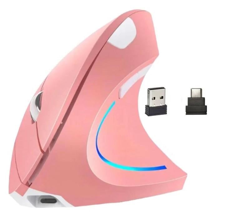 Миша вертикальна для правшів Lemberger бездротова дворежимна Bluetooth/24GHz Рожевий (3309347)