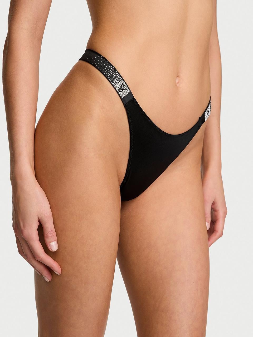 Трусики женские Victoria's Secret Scattered Shine Strap Smooth Thong XXL Черный (42112955167040)