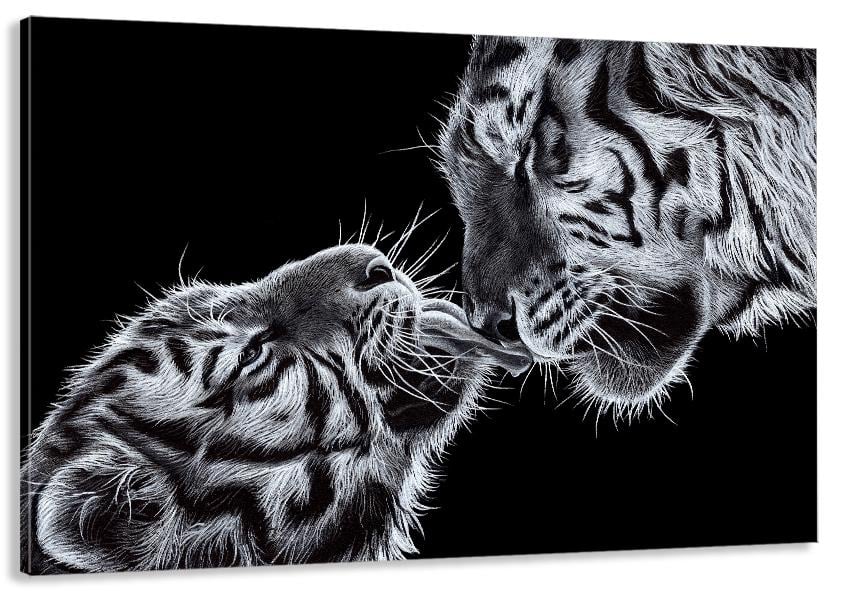 Картина на холсте в гостиную/спальню Нежность тигров 80х120 см (MLP_133)