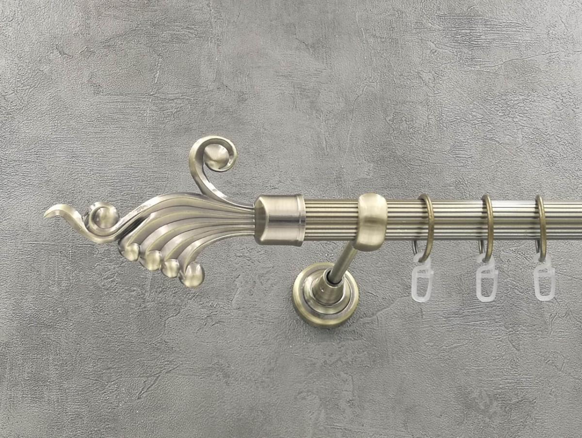 Карниз Quadrum Венус рифленая штанга одинарный открытый 25 мм 200 см Антик (262041271)