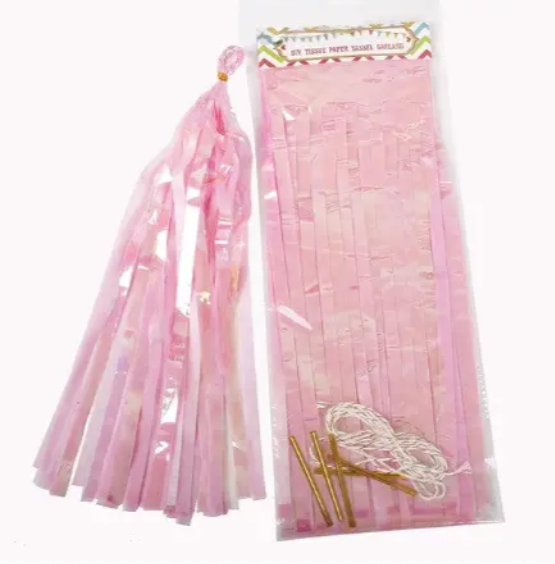 Гирлянды кисточки тасел бумажные 5 шт. 35 см Перламутрово-розовый (12078)