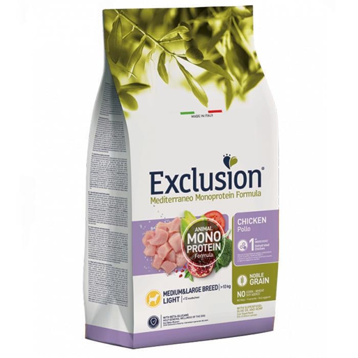 Корм сухой Exclusion Light Chicken Medium/Large Breed для средних и больших пород с курицей 12 кг