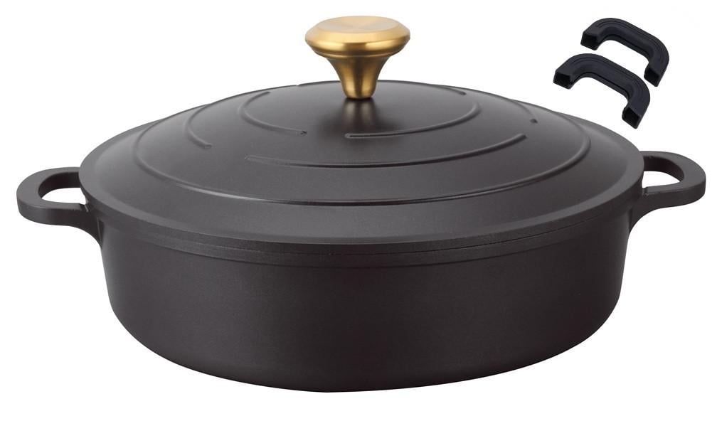 Сотейник Edenberg с мраморным покрытием и алюминиевой крышкой 24х7,5 см 2,9 л Черный (EB-12096)