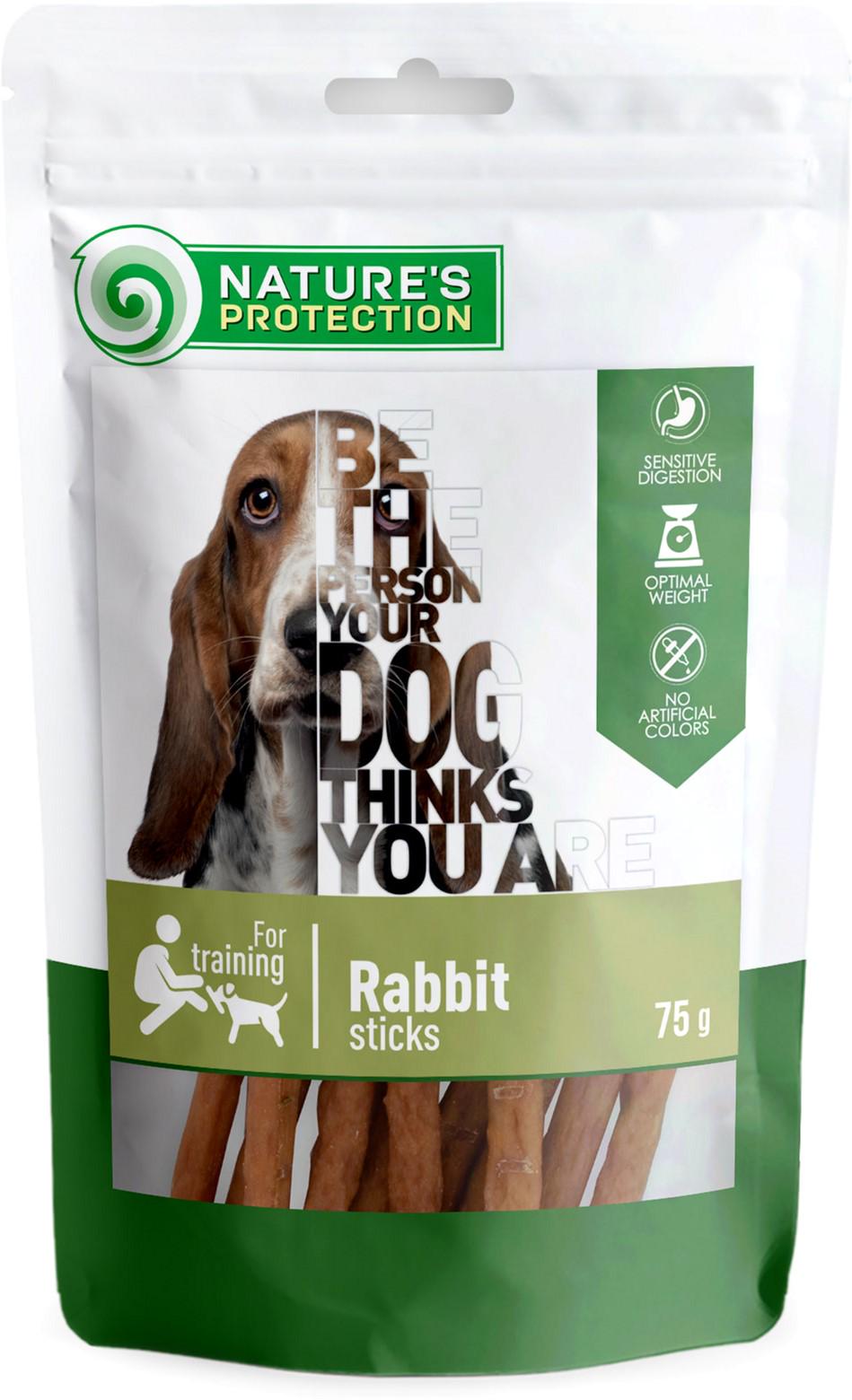 Лакомство для дрессировки собак Nature's Protection Snacks For Dogs Rabbit sticks с кроликом 75 г (4771317461070)