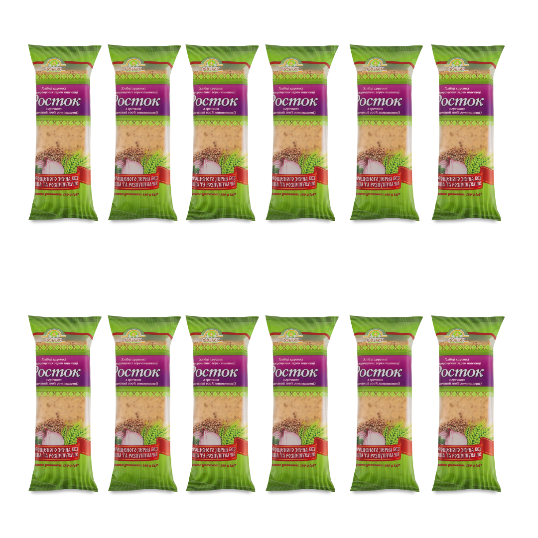 Хлебцы Росток УкрЭкоХлеб пшеничный с гречкой из зерен пророщенных 120 г 12 шт. (48 4820135850402)