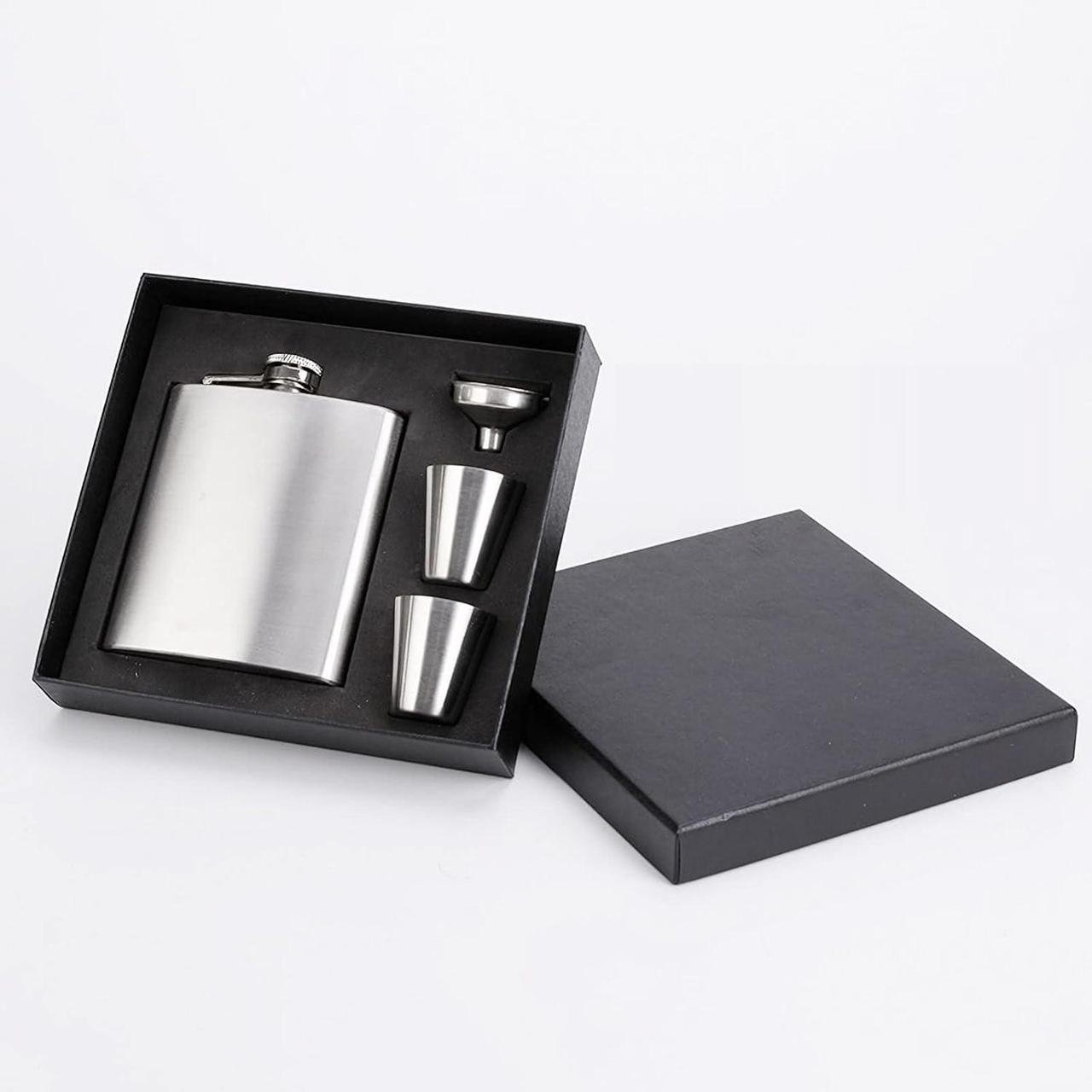 Подарунковий набір для алкоголю 4в1 фляга/стопки та лійка Сірий (Е051581)