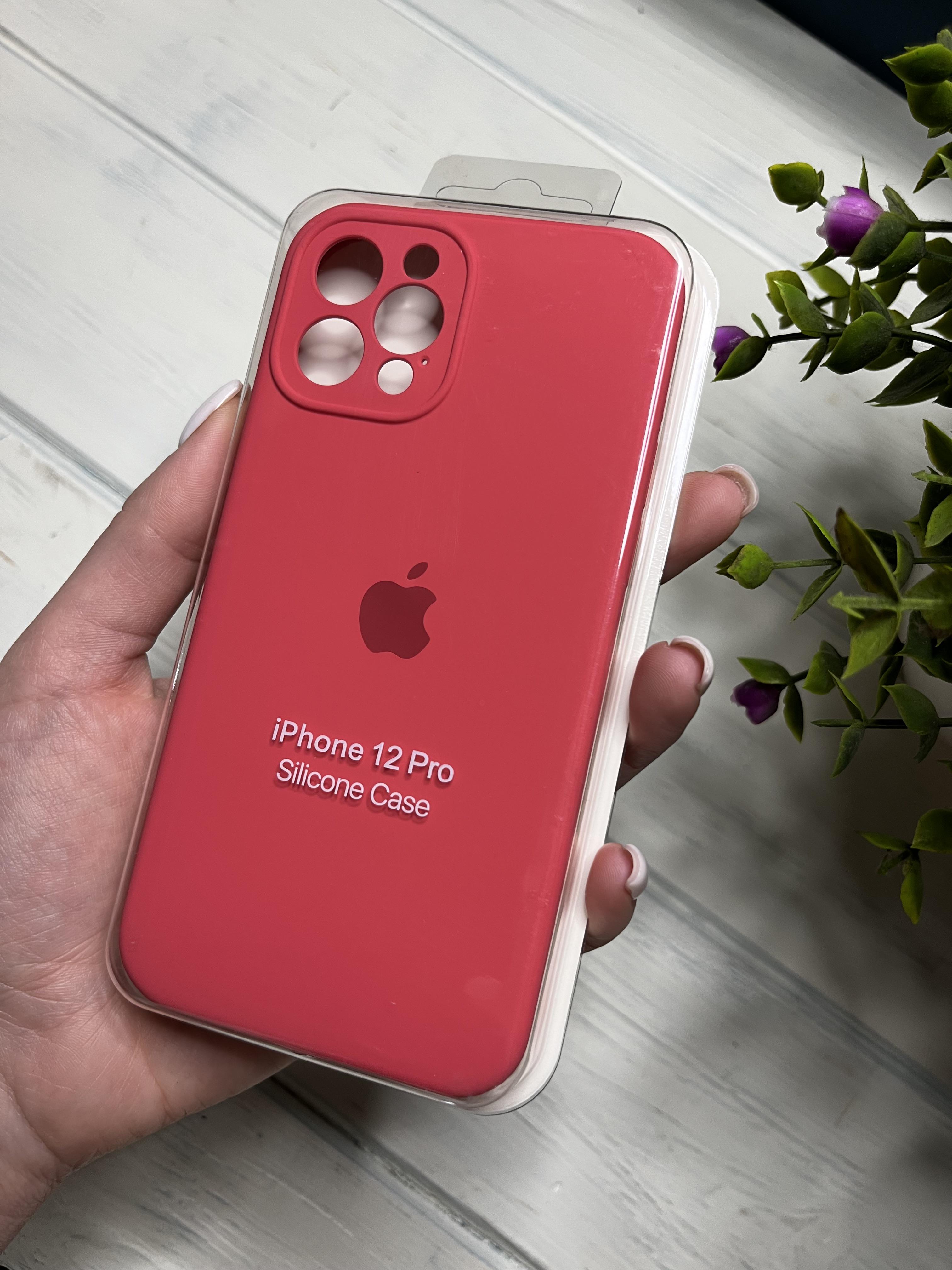 Чехол накладка на iPhone (Айфон) 12 pro квадратные борта silicone case full camera Apple