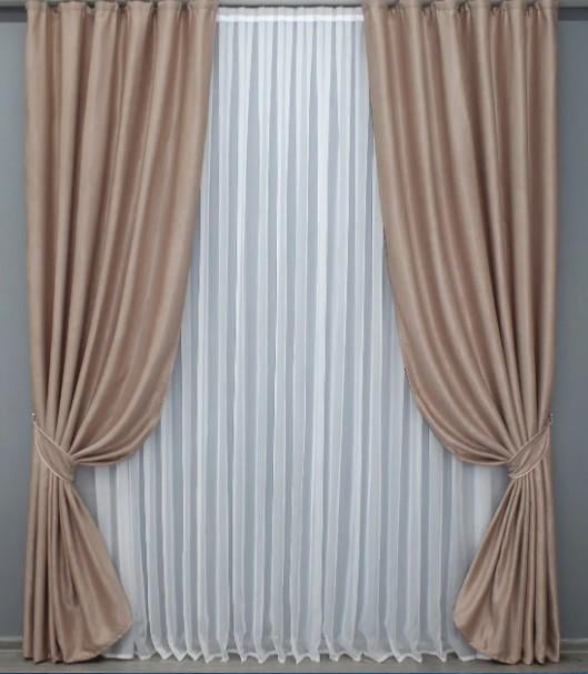 Комплект штор в гостиную/спальню Парма 1,5х2,7 м 2 шт. Пудровый (1334ш)