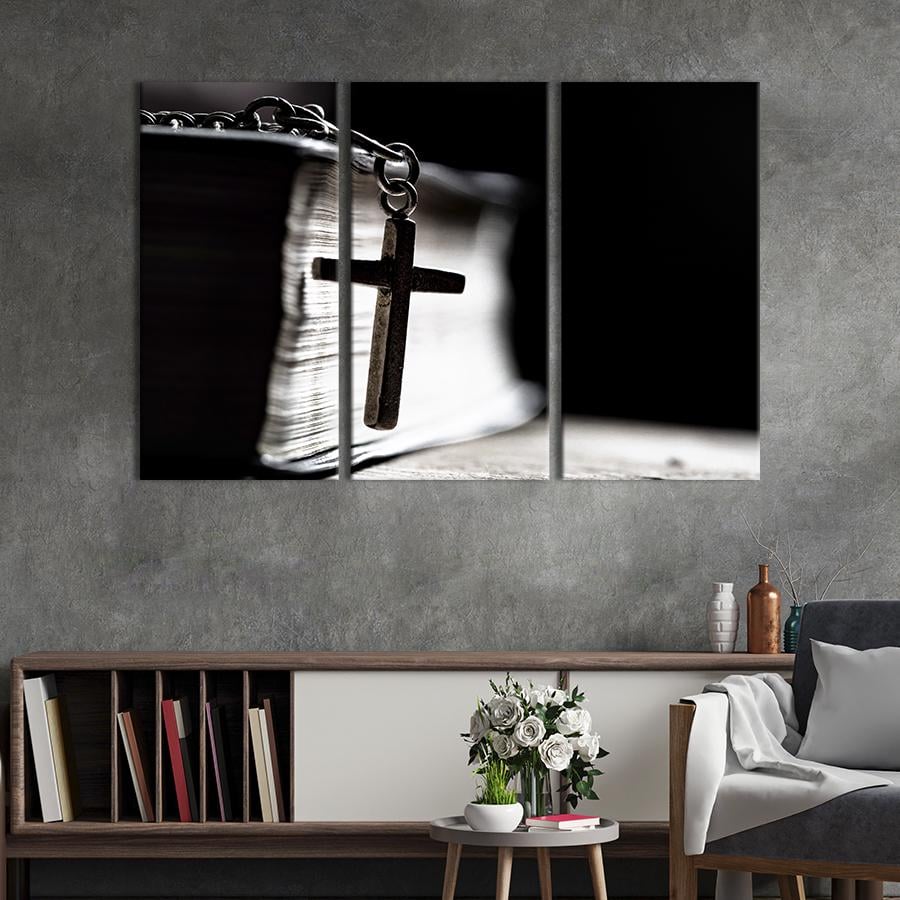 Модульная картина триптих Библия и розарий 78x48 см (473-31)