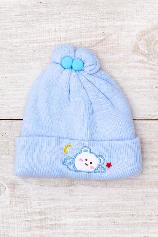 Шапка дитяча демісезонна з відворотом та вушками Носи Своє One size Блакитний (17243)