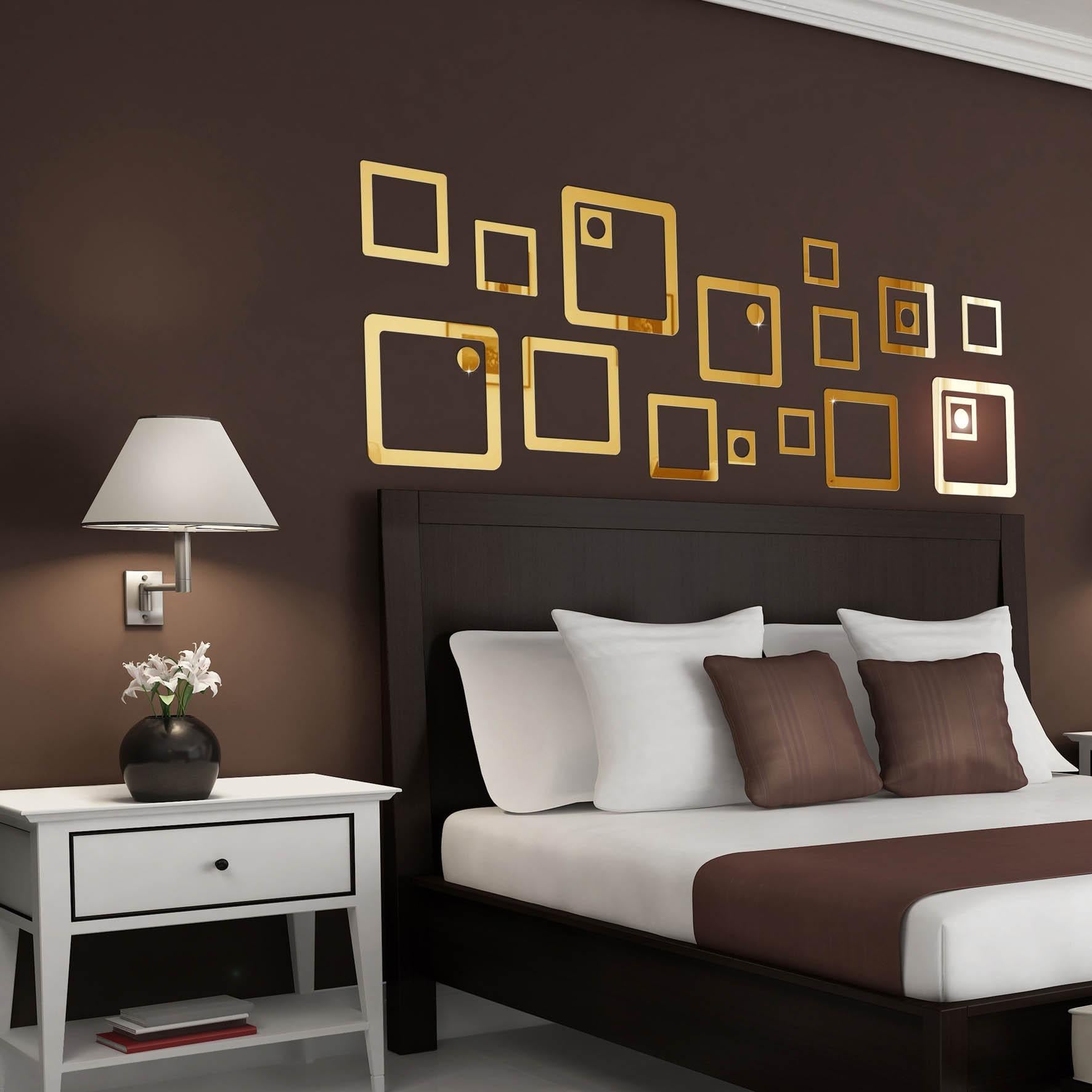 Наклейка интерьерная зеркальная Каре на стену 21 шт. Золотой (21994192)