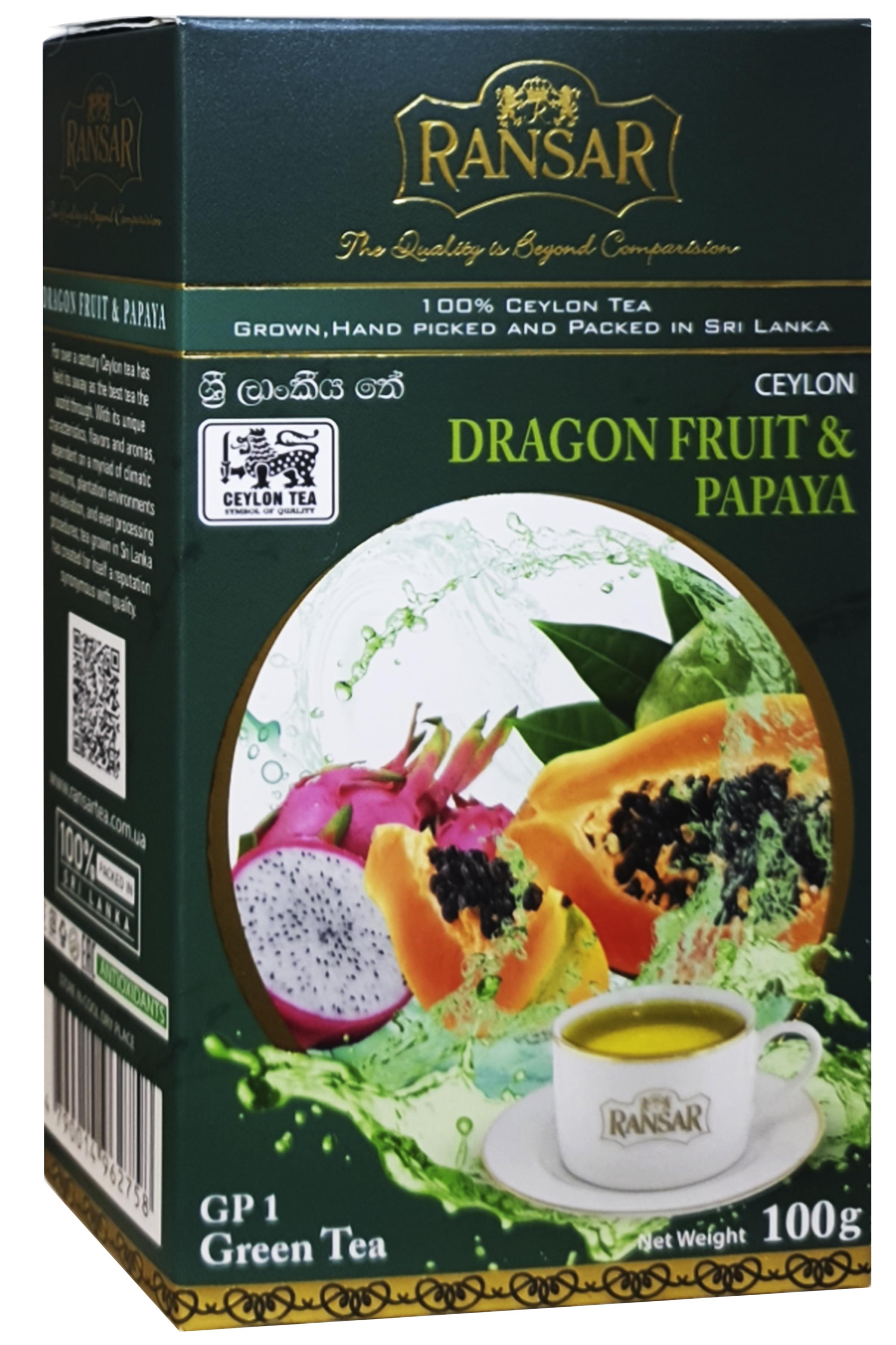 Чай Ransar зеленый GP1 Драгонфрукт и Папайя 100 г (58968)