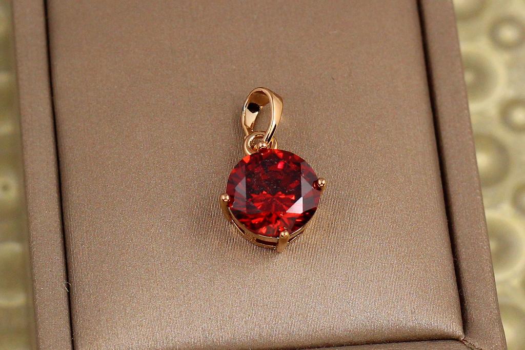 Кулон Xuping Jewelry на четыре крепежа Красный камень 10 мм Золотистый (34149617)