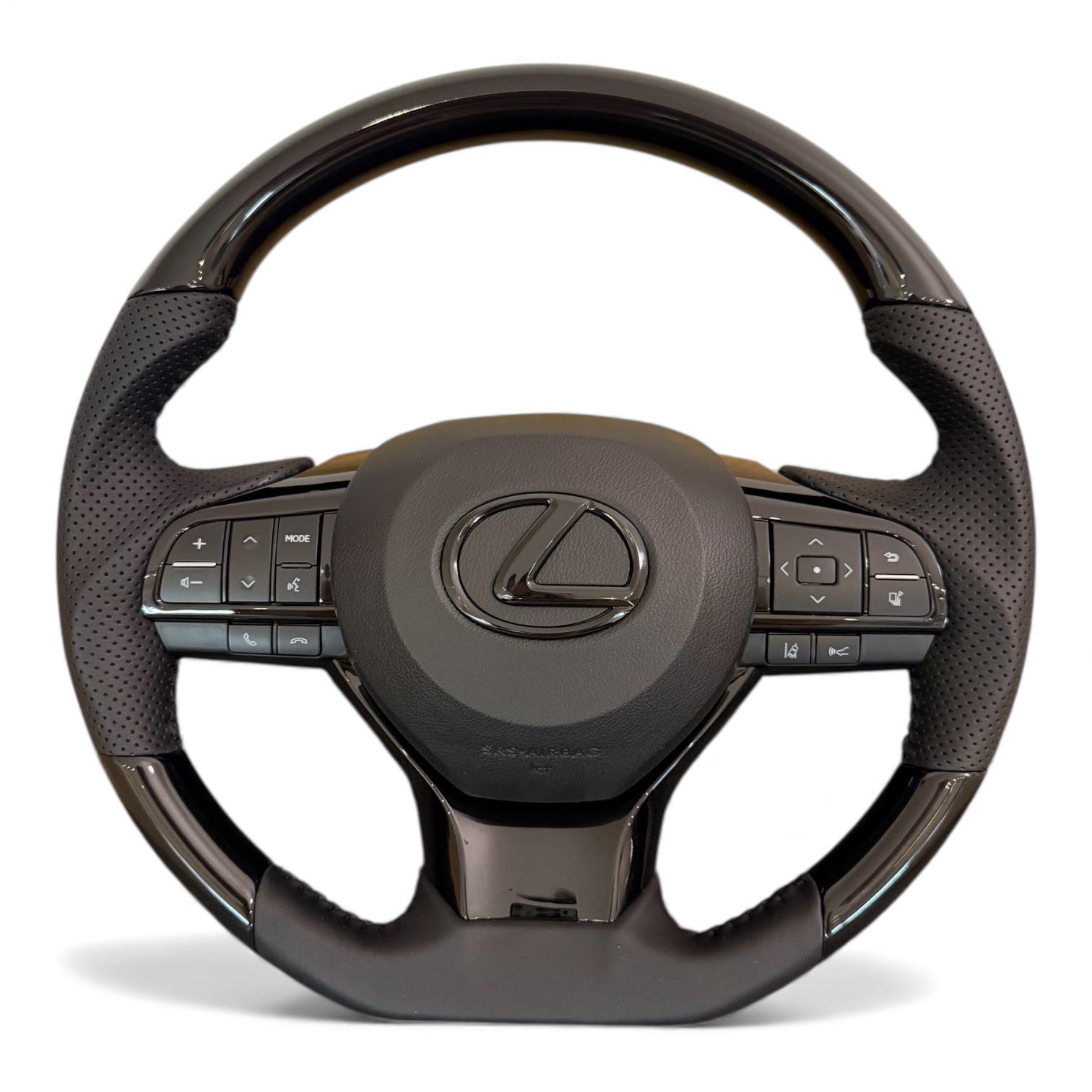 Руль анатомический для Lexus LX570/GX460 рояльный лак в стиле рестайлинга LX570 логотип черный (30779346)