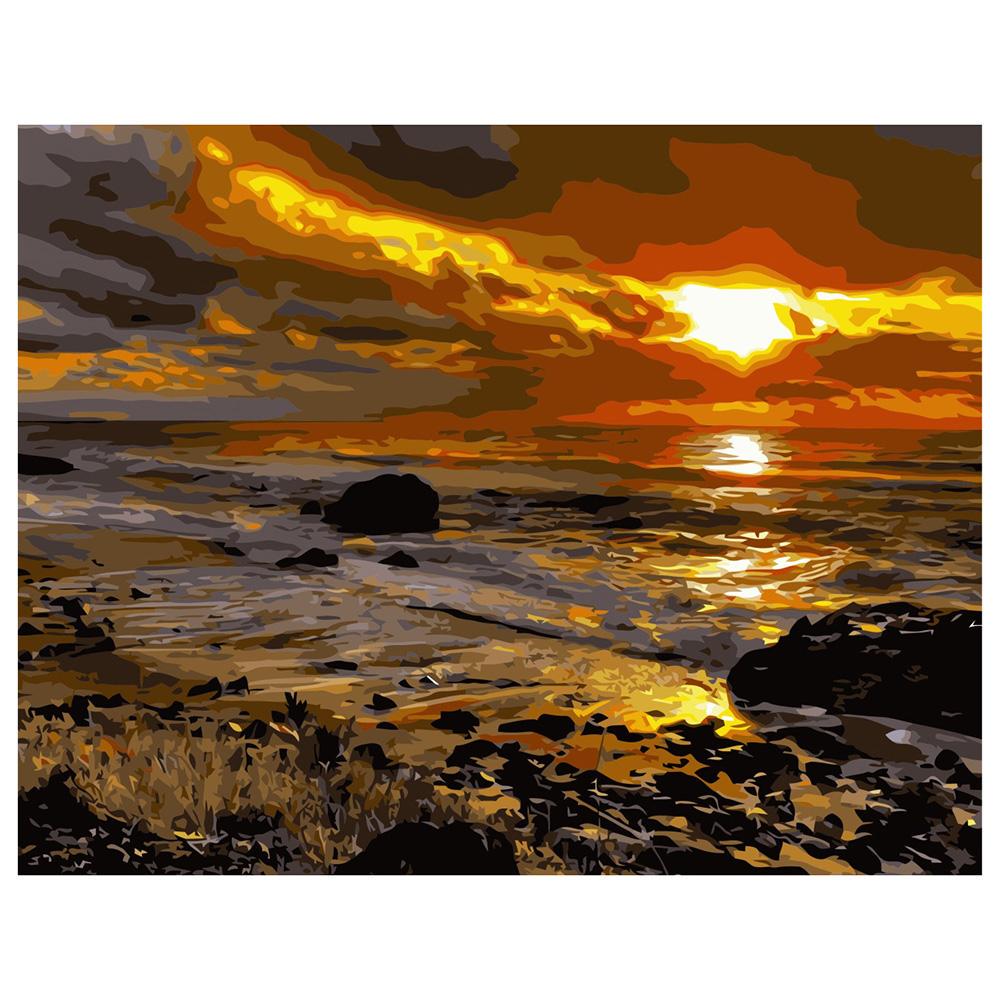 Картина по номерам Strateg Закат солнца возле моря 40x50 см (VA-0309)