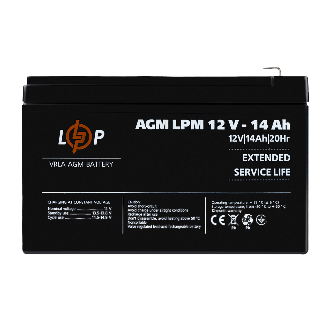 Аккумулятор свинцово-кислотный LogicPower AGM LPM 12 14 Ah - фото 1 Аккумулятор свинцово-кислотный LogicPower AGM LPM 12 14 Ah - фото 1