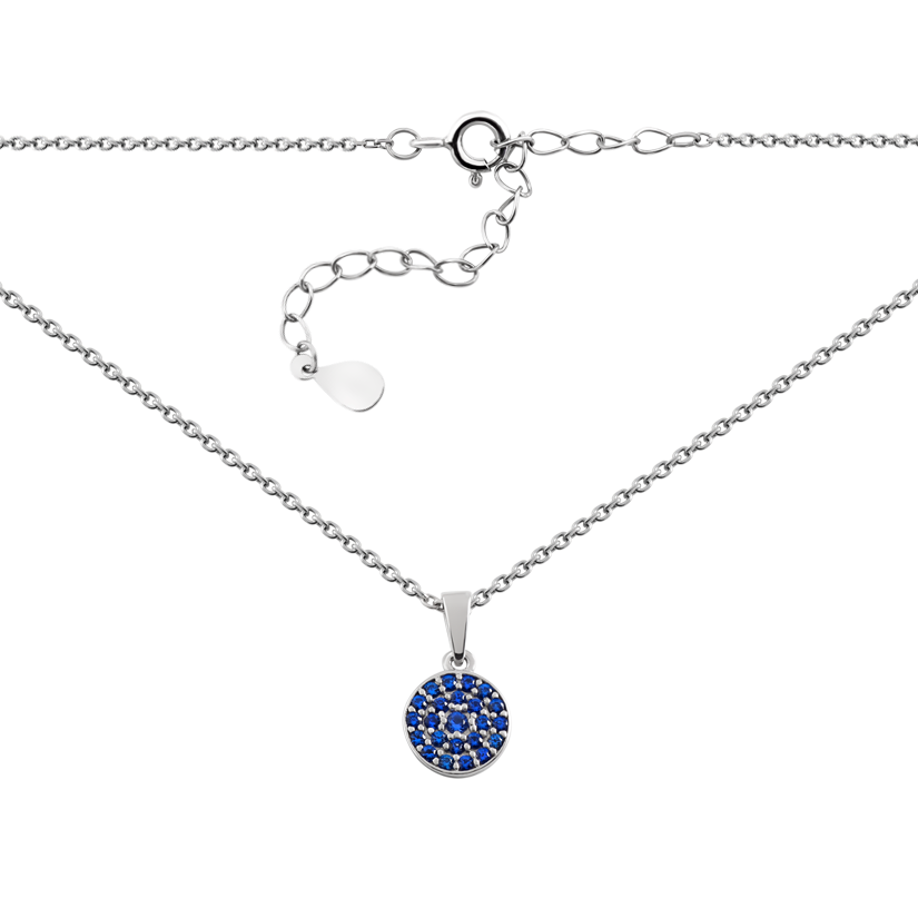 Колье серебряное в виде круга с маленькими синими фианитами