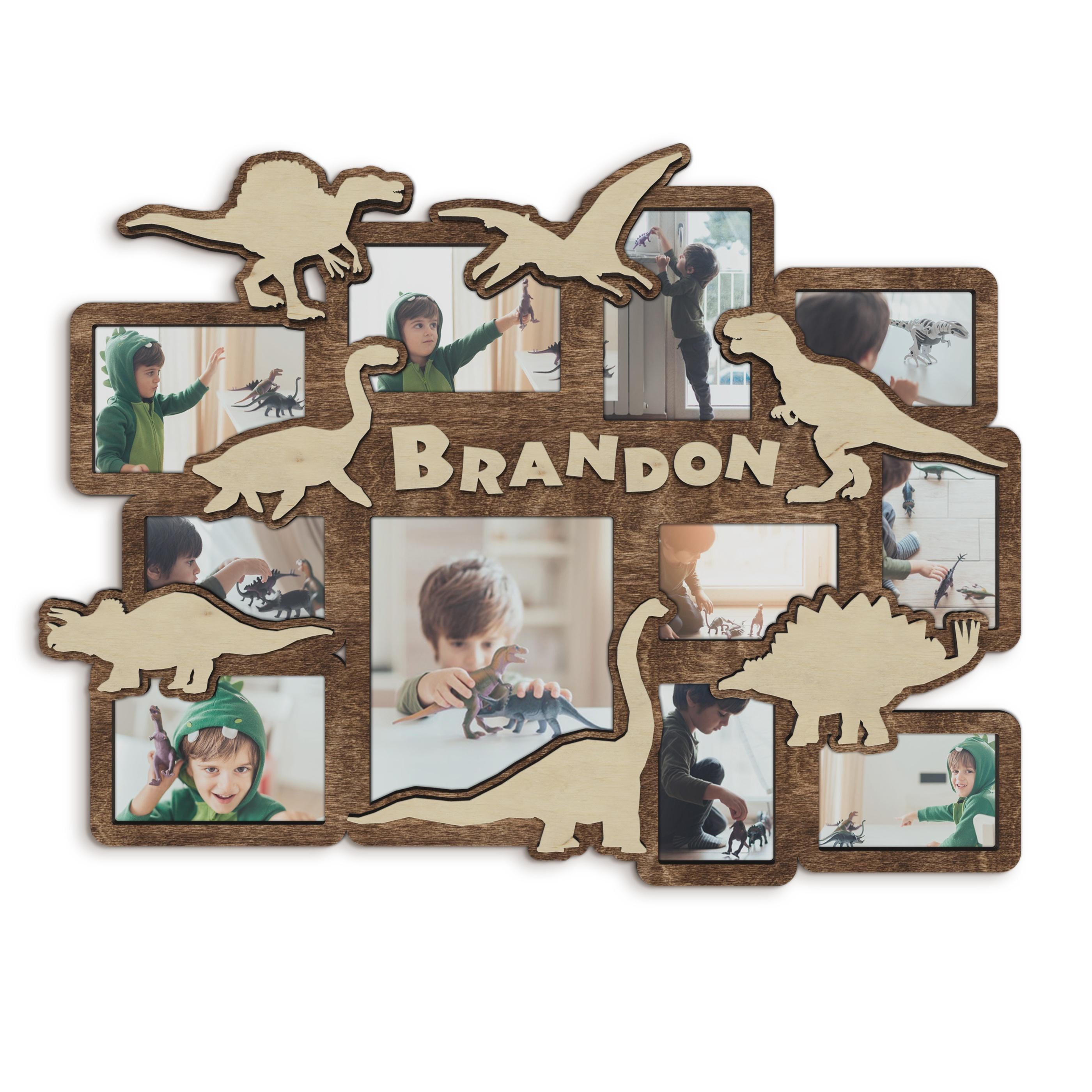 Фоторамка-колаж The Frame Depot Динозаври з нанесенням імені на 11 фото Темно-коричневий (dino_collage-5)