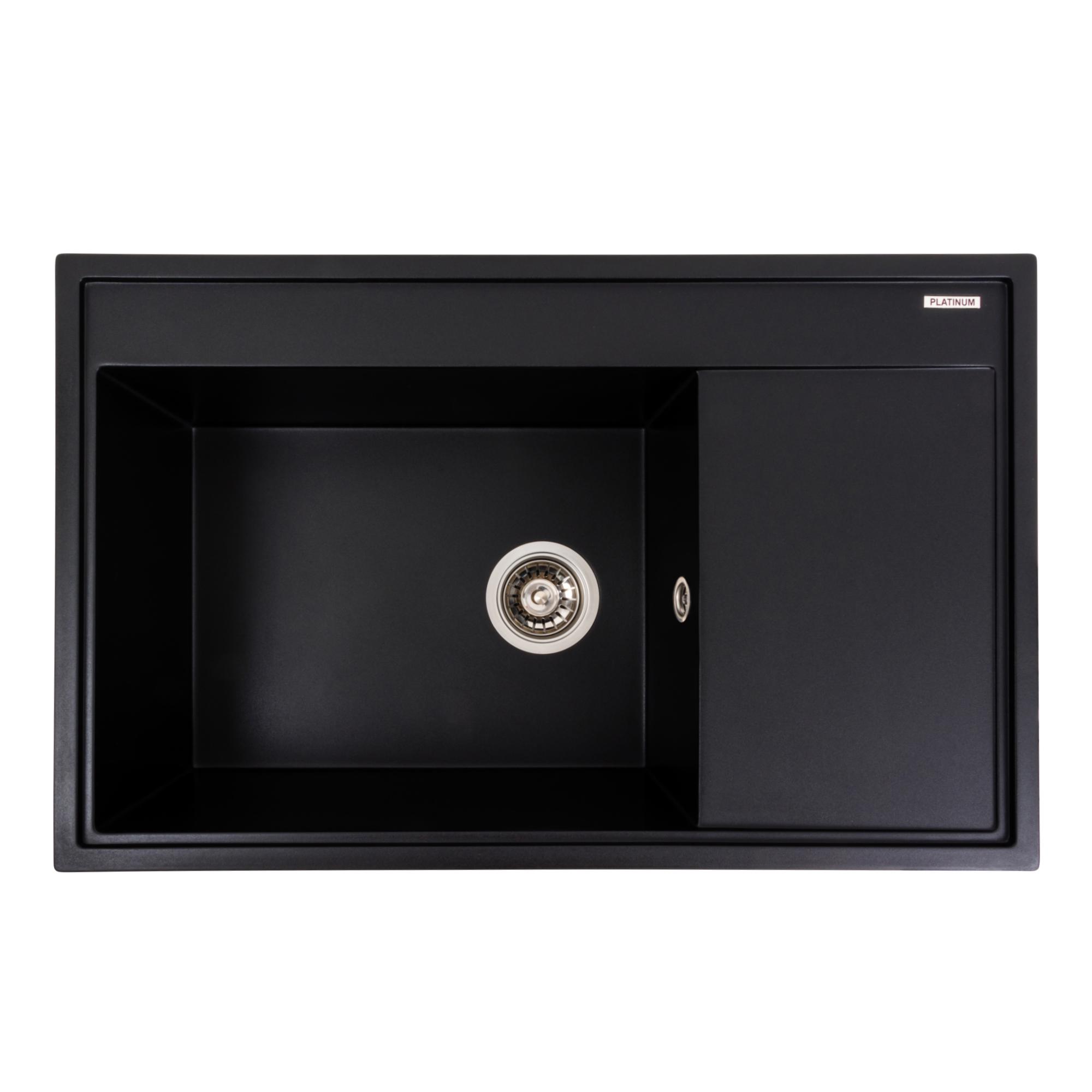 Мойка кухонная Platinum PLS-A40295 прямоугольная гранитная 790x500 мм Черный (217524)