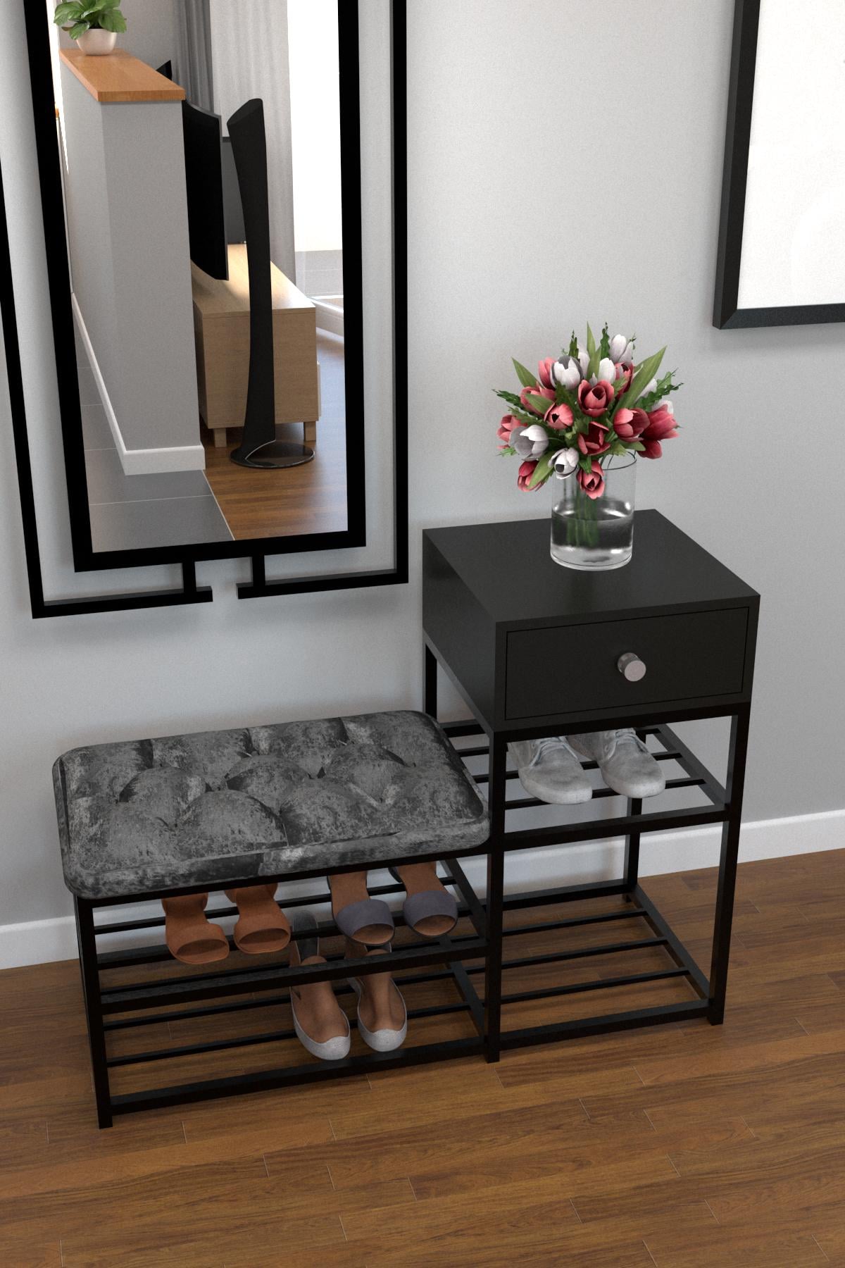 Полка для обуви EcoLoft Лофт Кассия DSP-1210 с ящиком Черный (26668708)