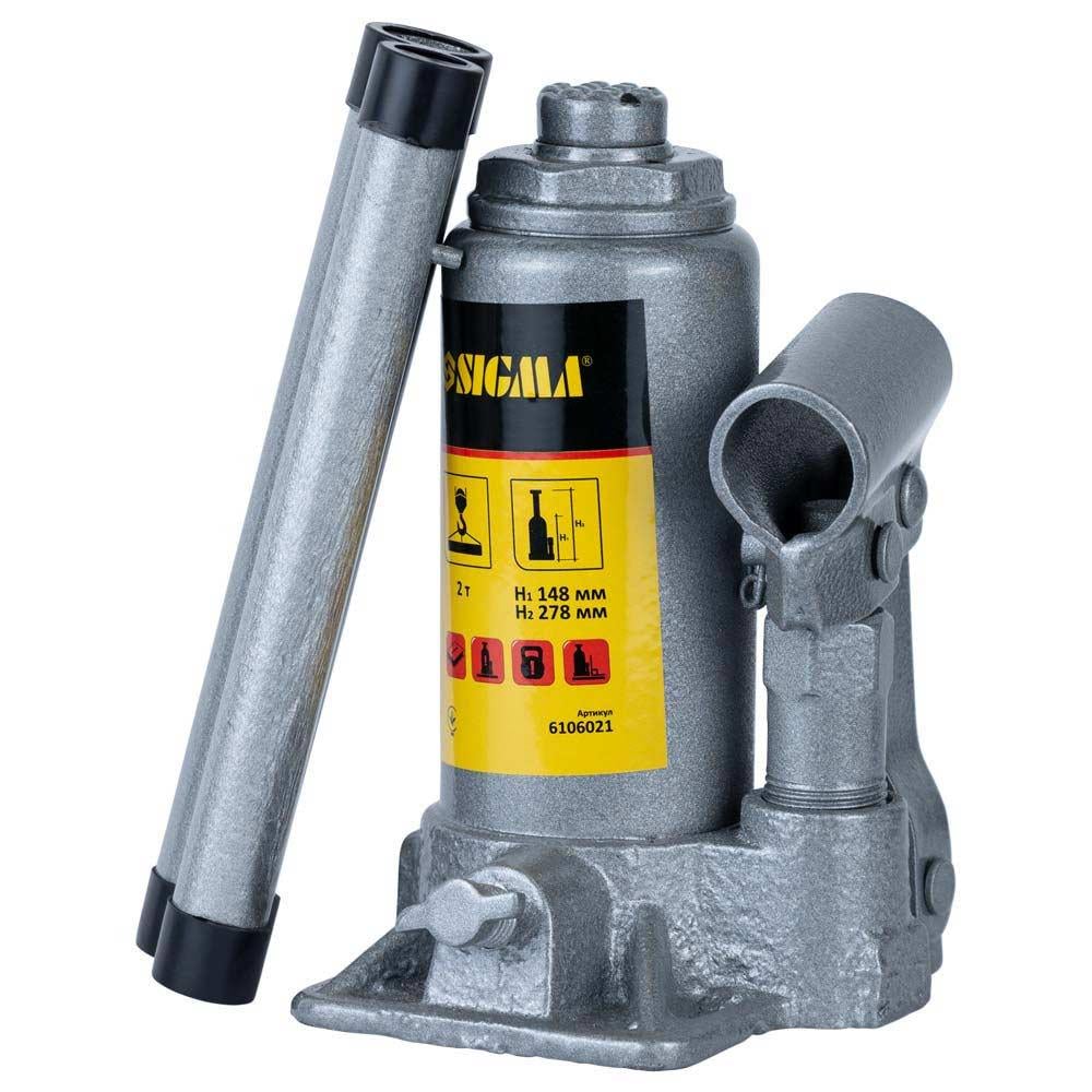 Домкрат гідравлічний SIGMA пляшковий 2 т H 148-278 мм (6106021) Домкрат гідравлічний SIGMA пляшковий 2 т H 148-278 мм (6106021)