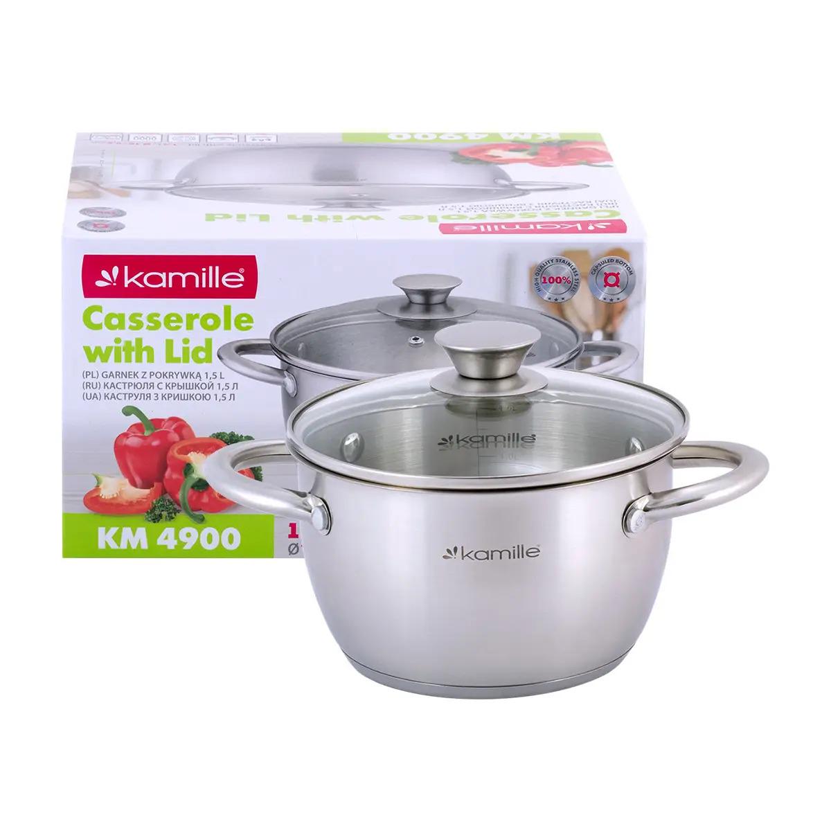 Каструля з кришкою Kamille з нержавіючої сталі 1,5 л (KM-4900)