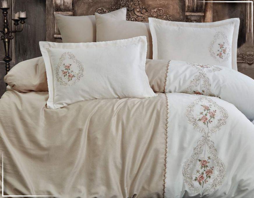 Постельное белье Dantela Isabella Сатин с вышивкой Евро