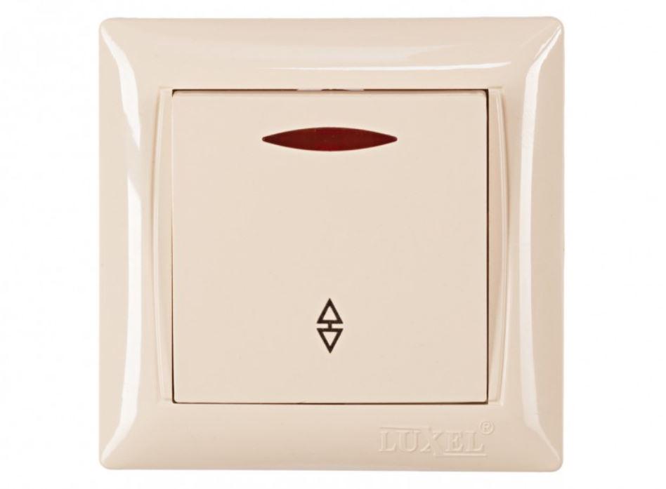 Выключатель проходной Luxel Primera с подсветкой Кремовый (3316)