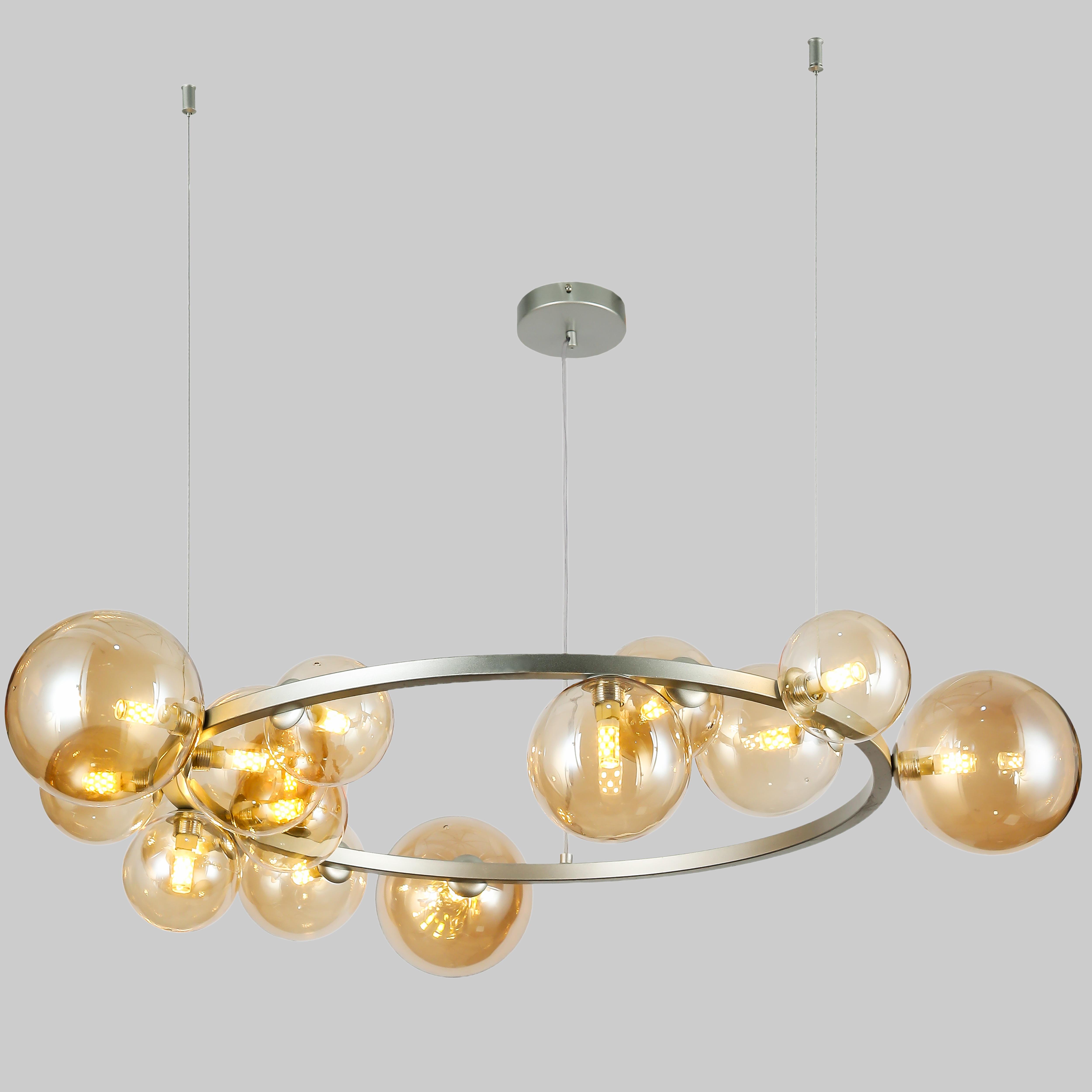 Люстра из шаров на 15 ламп Bubbles 80 см Серый (918-LP267-15 SGCH+BR)