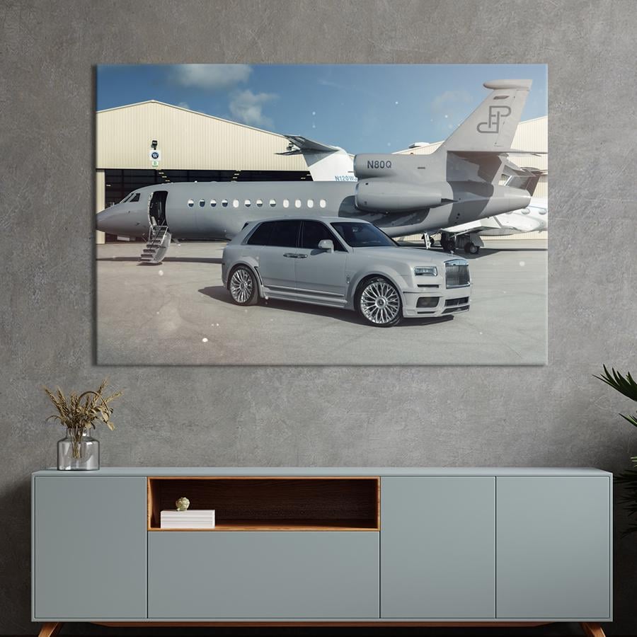 Картина на холсте Автомобиль и самолёт 75x50 см (1392-1)