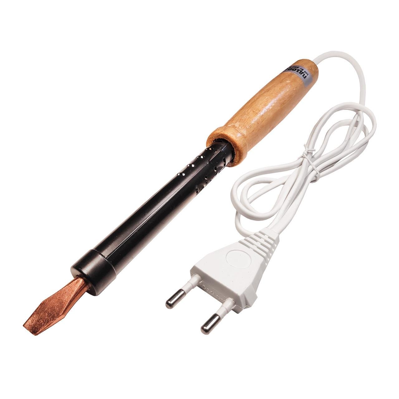 Паяльник Loga 25W с деревянной ручкой и медным жалом (17894-е)