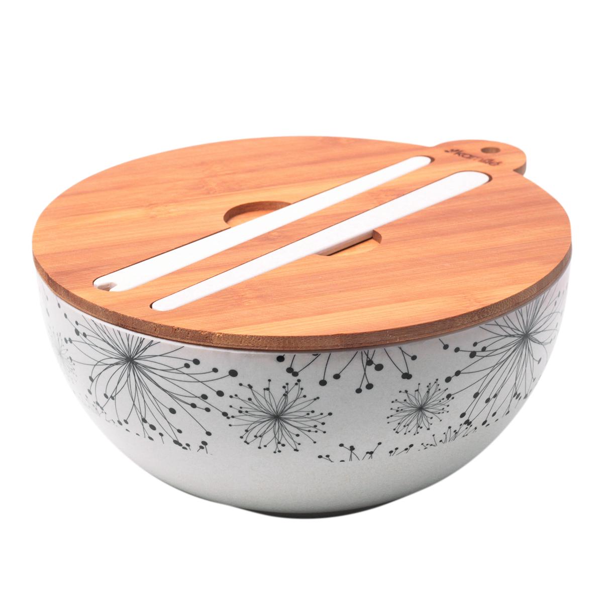 Миска з бамбукового волокна з бамбуковою кришкою та приладами Kamille (4384)