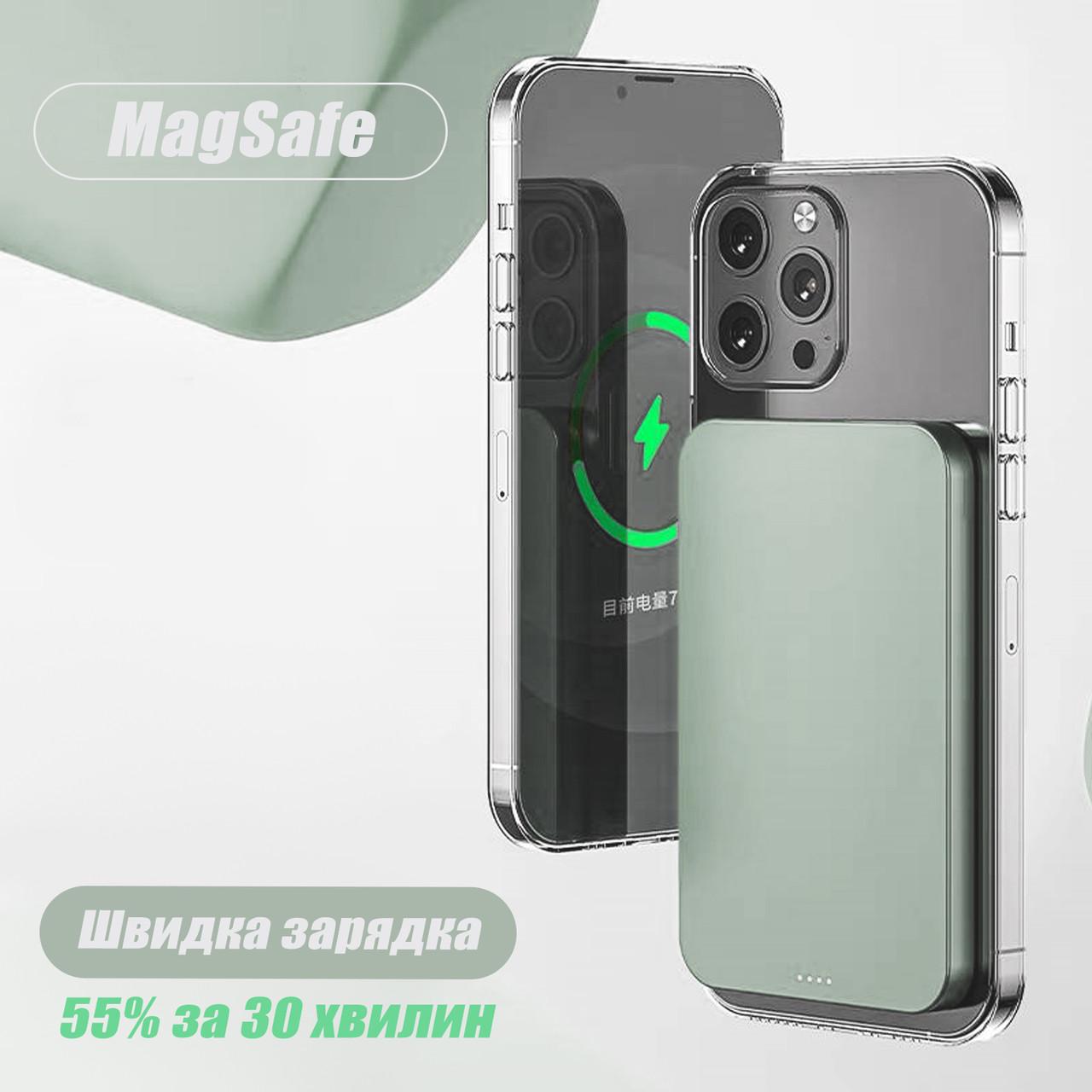 Повербанк бездротовий MagSafe з бездротовою зарядкою для iPhone 20W 10000 mAh Green Mint (13698850) - фото 3