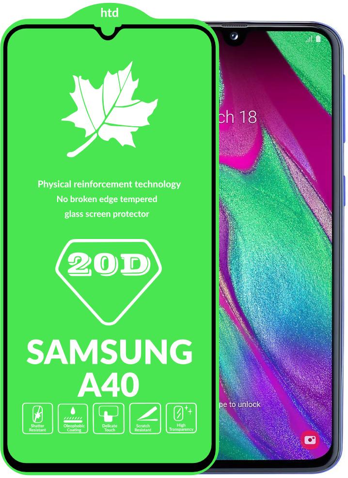 Защитное стекло 20D Glass для Samsung Galaxy A40 A405 большой радиус (15774)