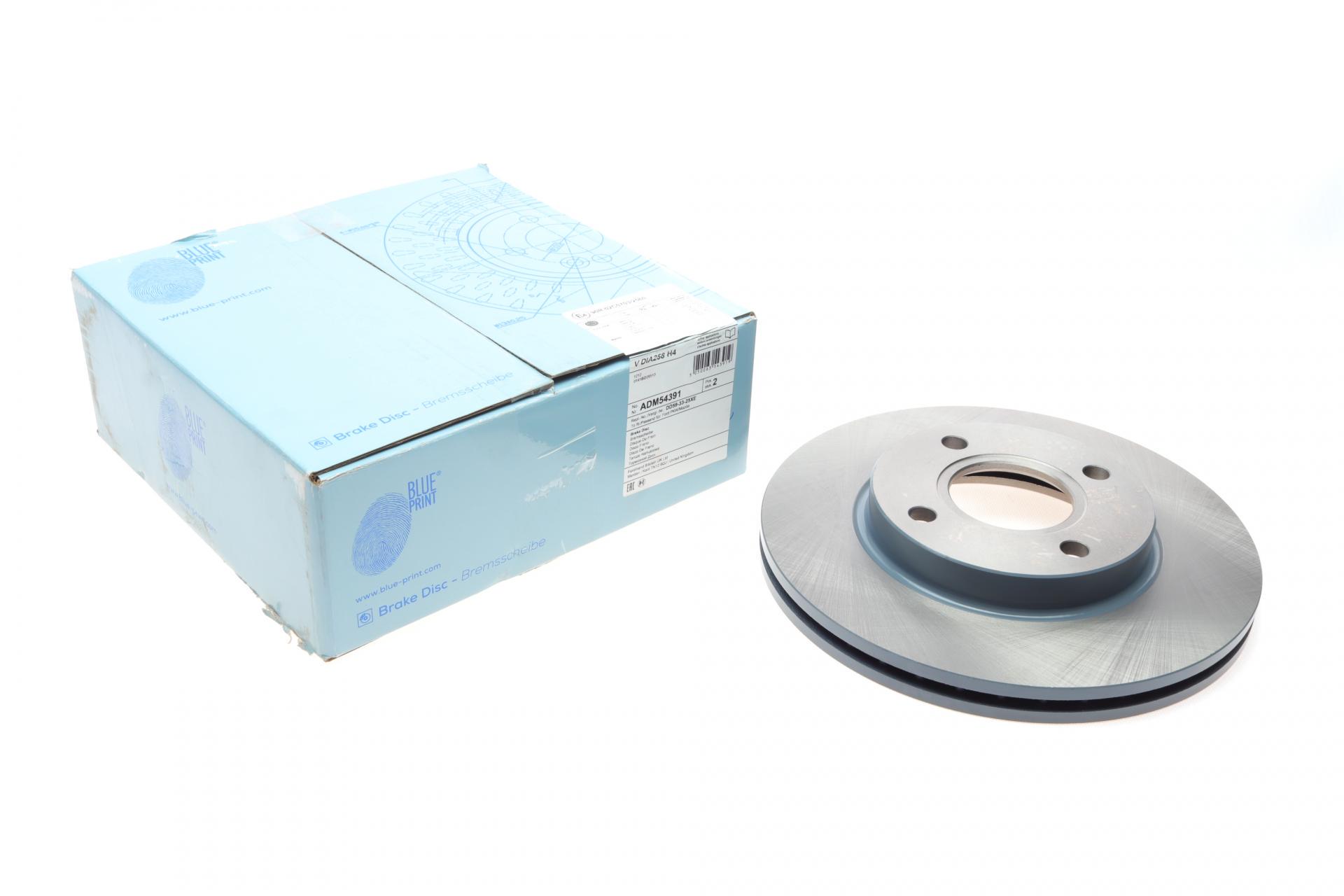 Тормозной диск передний BLUE PRINT для Ford Fiesta 00-08/Focus 98-04/Fusion 02-12 258x20 мм (ADM54391)